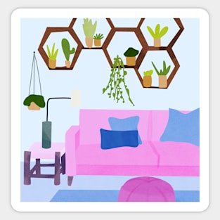 House plants interior illustration Sticker